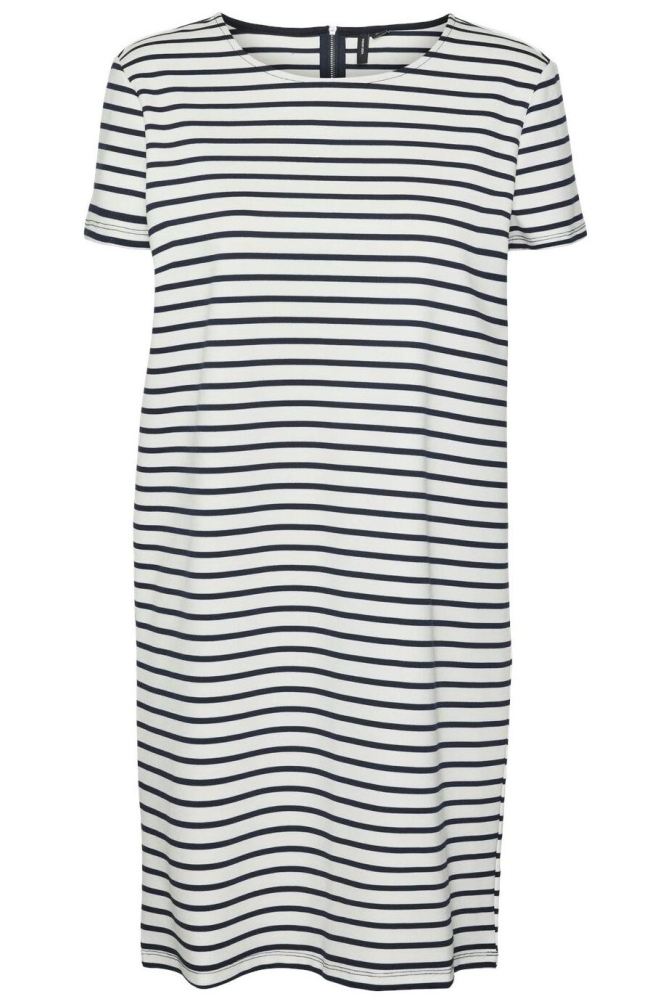 VMABBY SS SHORT ZIP DRESS JRS NOOS 10304718 SNOW WHITE/ NAVY BLAZER